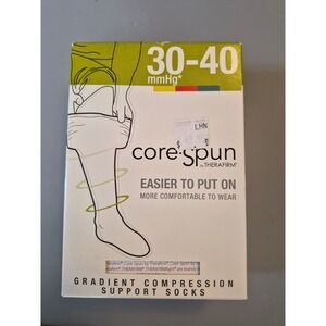 Core-Spun Gradient Compression Support Socks 30-40mmHg White Size Medium NEW